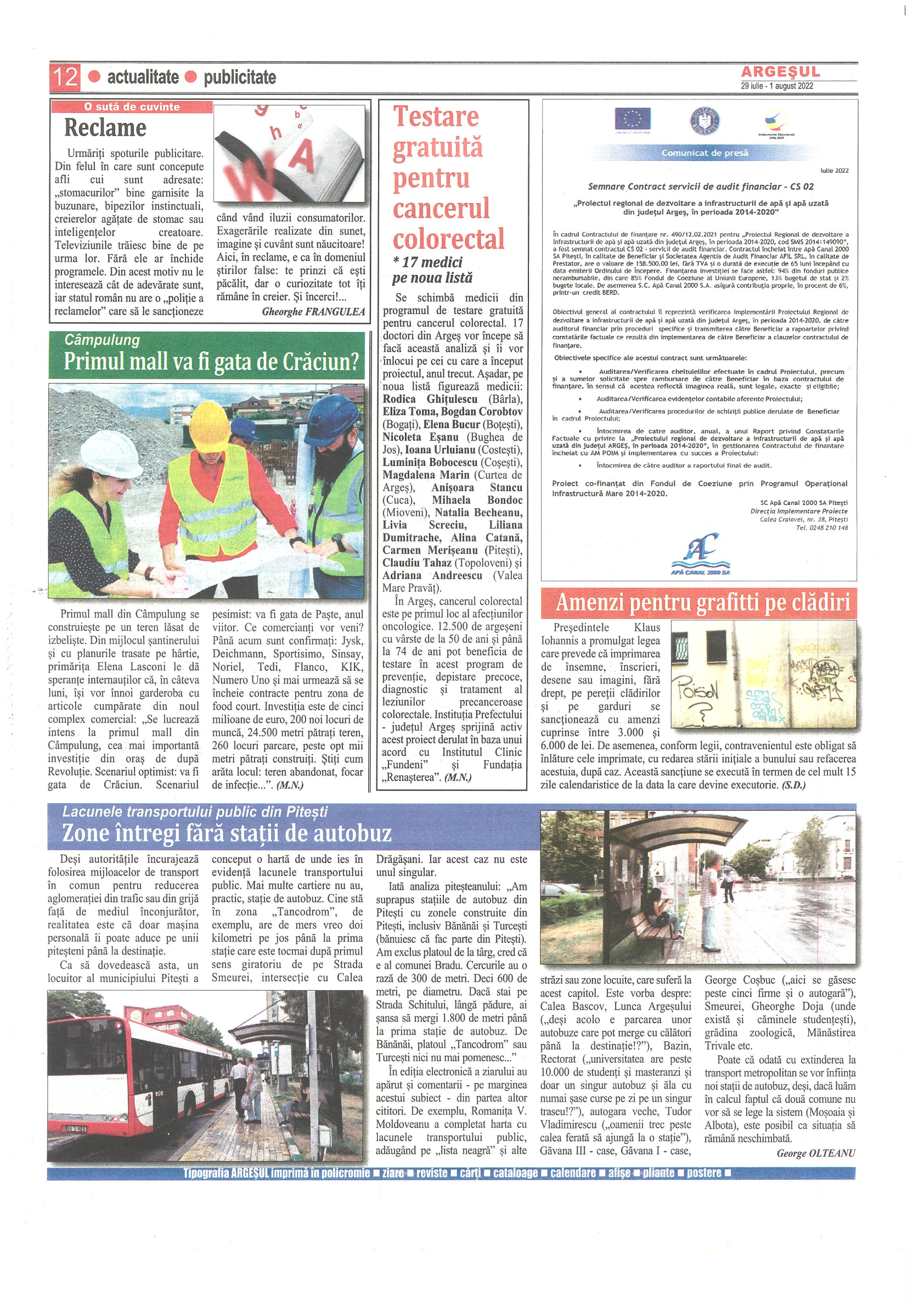 Articol semnare contract - Argesul